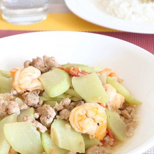 Ginisang Sayote with Shrimp and Ground Pork is a Filipino sauteed vegetable is Today's Delight