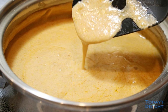 Stir peanut sauce.