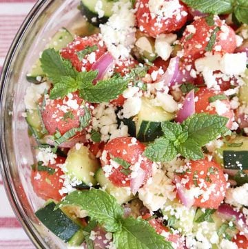 Refreshing Watermelon Cucumber Feta Salad is Today's Delight.