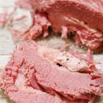 Sliced corned beef is moist and tender.