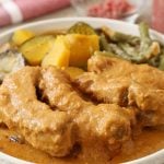 Kare-Kare with Coconut Milk (Gata) is ribs and vegetables in peanut sauce and coconut milk.nut
