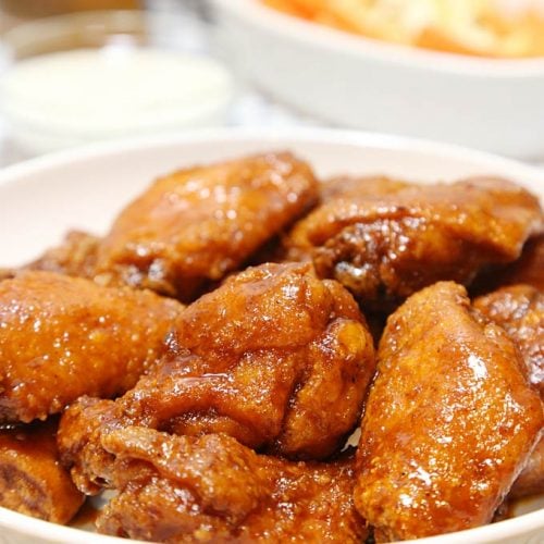 Crispy Sweet and Spicy Chicken Wings in bowl is Today's Delight.