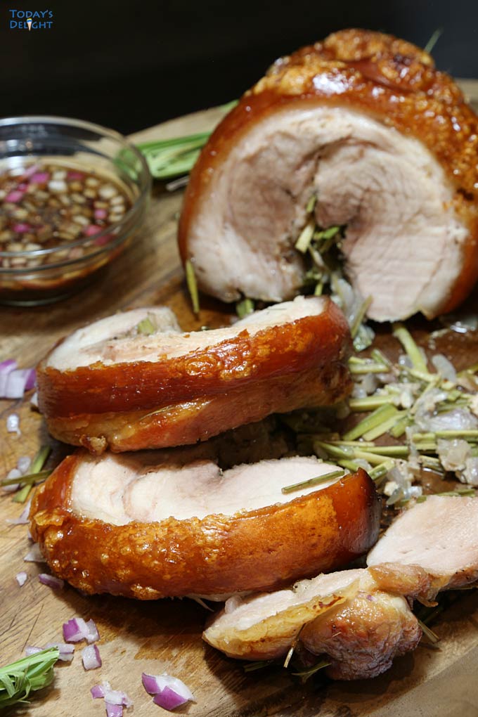 Lechon Belly Roll is Roasted Pork Belly.