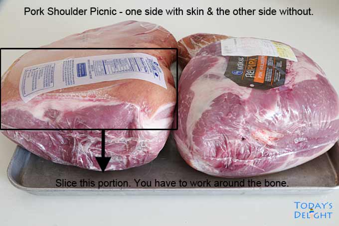 2 packages of uncooked Pork Shoulder Picnic.