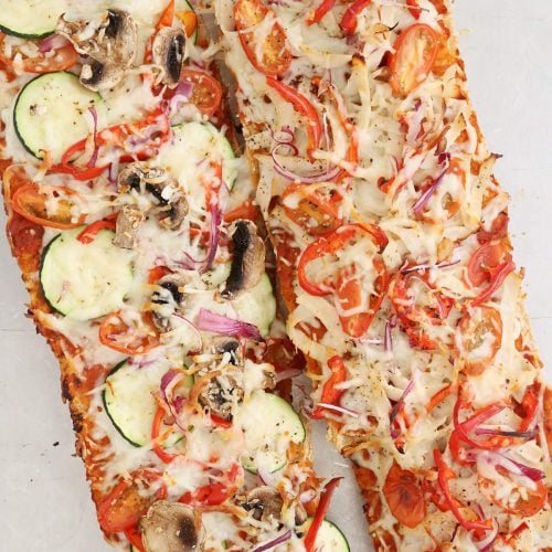 Baked Veggie French Bread Pizza.